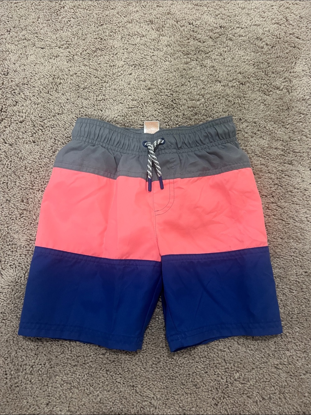 Cat & Jack Gray and Coral Boys' Colorblock Swim Trunks